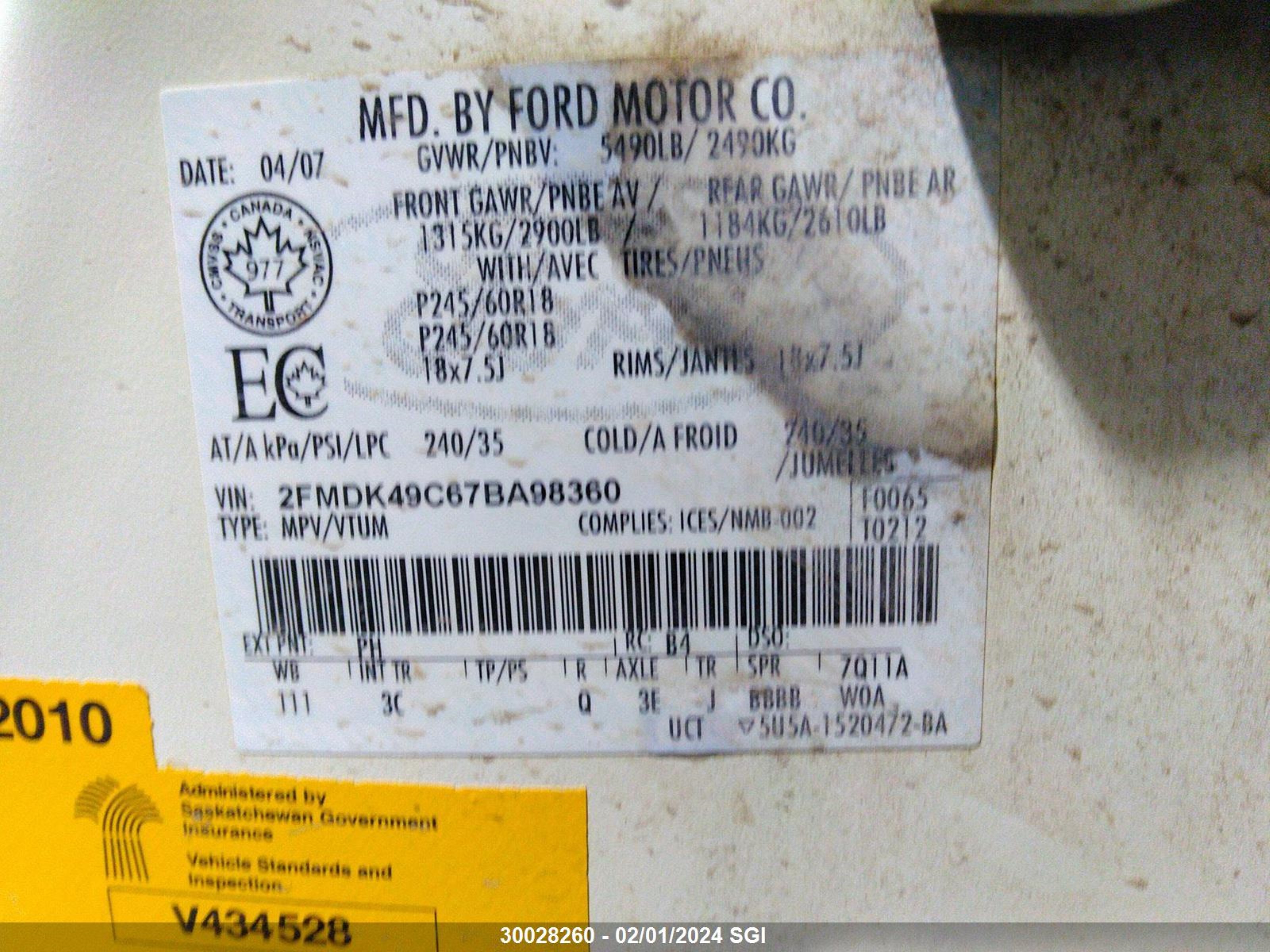 Photo 8 VIN: 2FMDK49C67BA98360 - FORD EDGE 