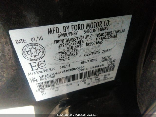 Photo 8 VIN: 2FMDK4AC4ABB00691 - FORD EDGE 