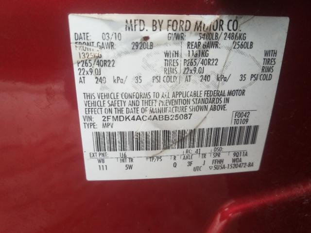 Photo 9 VIN: 2FMDK4AC4ABB25087 - FORD EDGE SPORT 