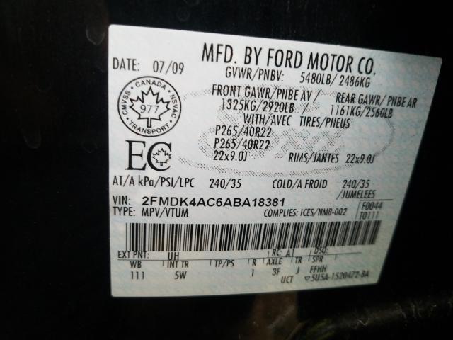 Photo 9 VIN: 2FMDK4AC6ABA18381 - FORD EDGE SPORT 