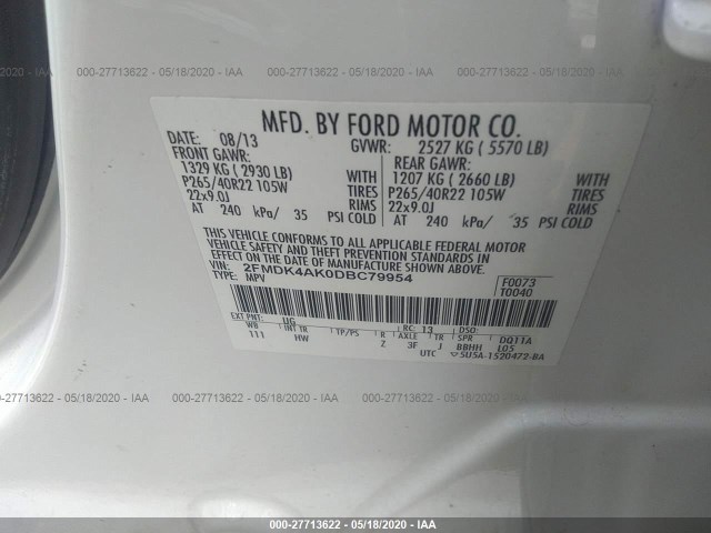 Photo 8 VIN: 2FMDK4AK0DBC79954 - FORD EDGE 