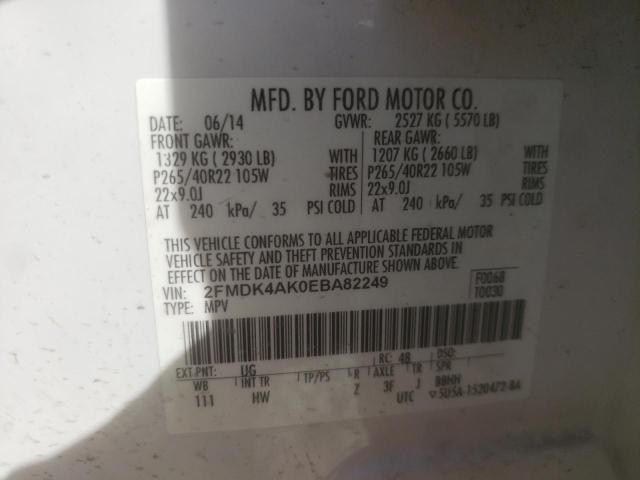 Photo 9 VIN: 2FMDK4AK0EBA82249 - FORD EDGE SPORT 