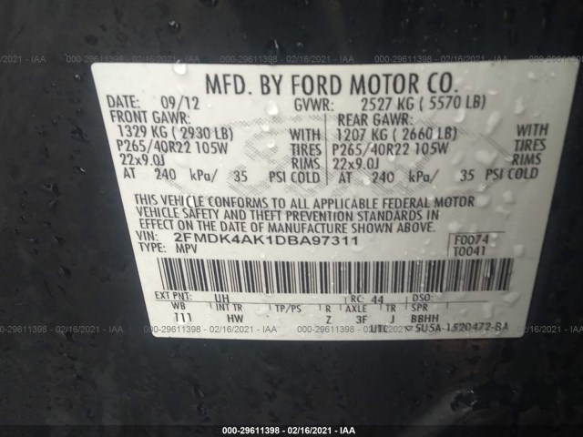 Photo 8 VIN: 2FMDK4AK1DBA97311 - FORD EDGE 