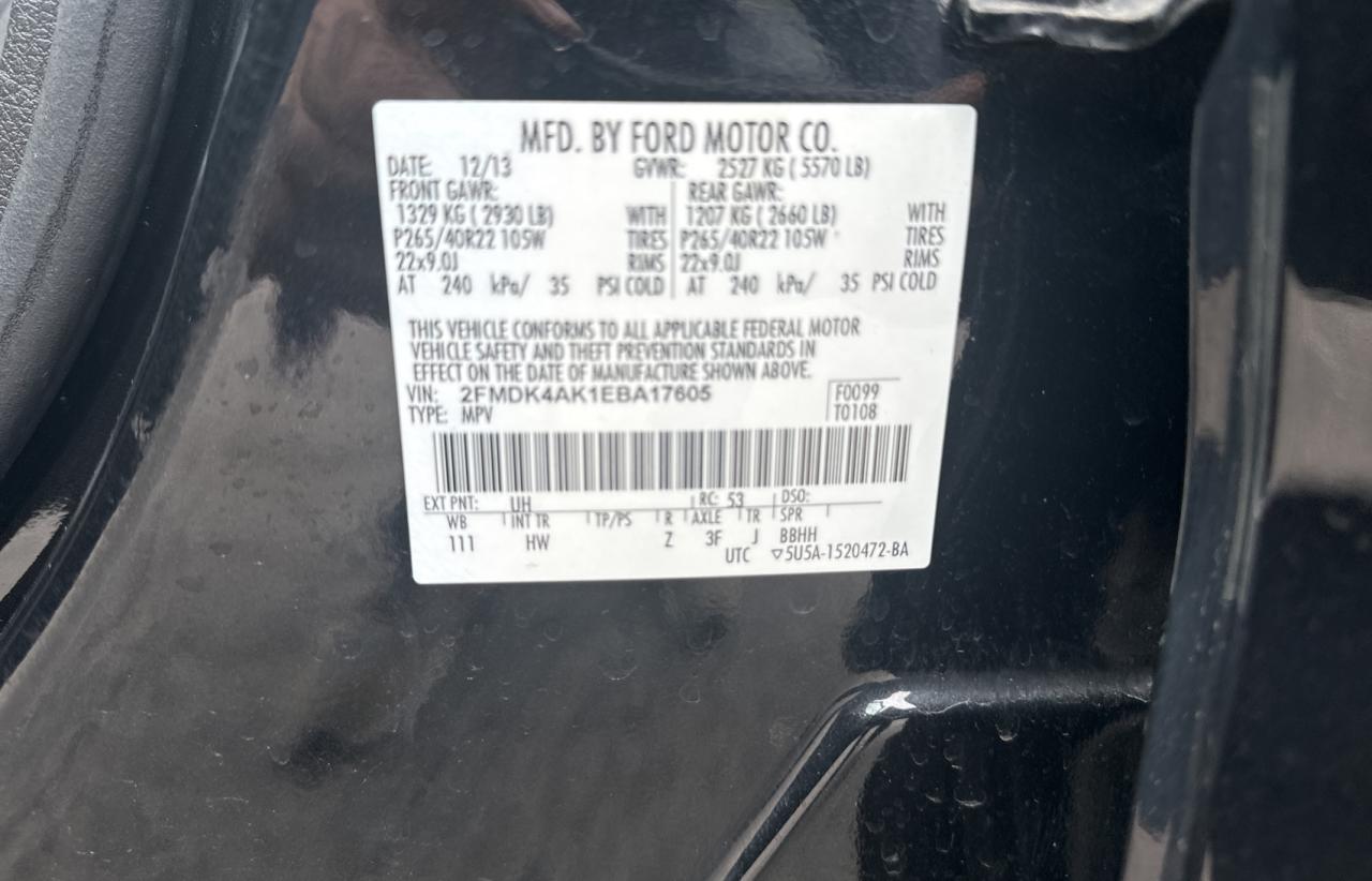 Photo 9 VIN: 2FMDK4AK1EBA17605 - FORD EDGE 