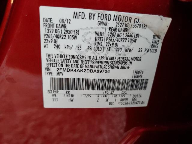 Photo 12 VIN: 2FMDK4AK2DBA89704 - FORD EDGE SPORT 