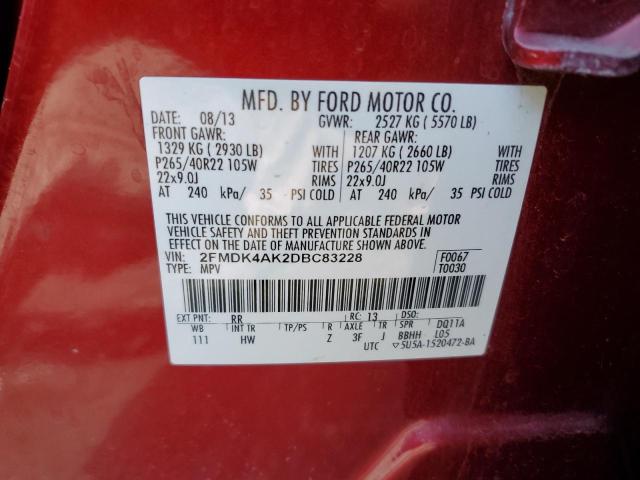 Photo 12 VIN: 2FMDK4AK2DBC83228 - FORD EDGE SPORT 