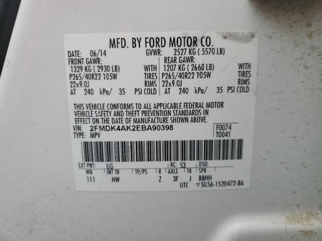 Photo 12 VIN: 2FMDK4AK2EBA90398 - FORD EDGE SPORT 