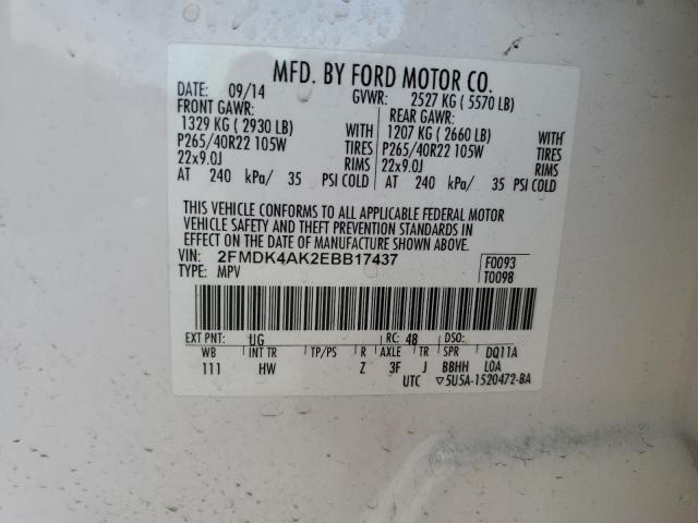 Photo 12 VIN: 2FMDK4AK2EBB17437 - FORD EDGE 