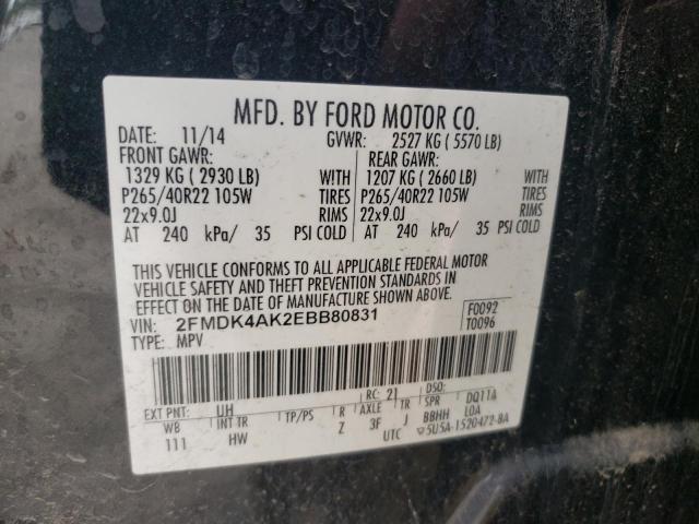 Photo 12 VIN: 2FMDK4AK2EBB80831 - FORD EDGE SPORT 