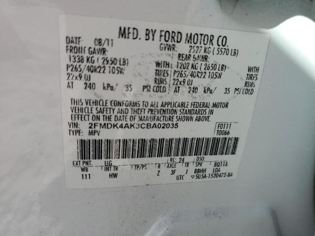 Photo 9 VIN: 2FMDK4AK3CBA02035 - FORD EDGE SPORT 