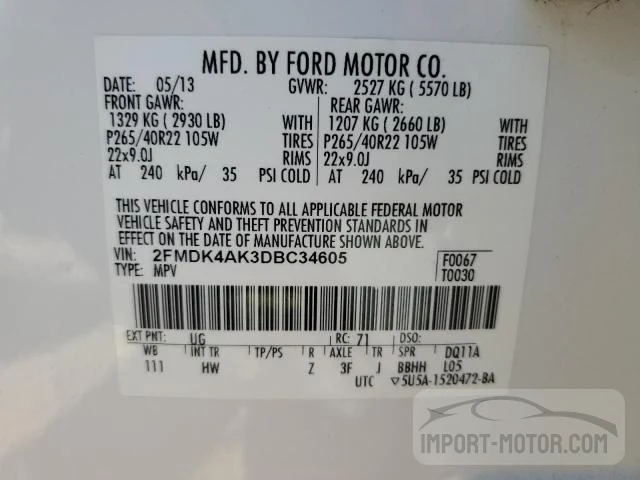 Photo 12 VIN: 2FMDK4AK3DBC34605 - FORD EDGE 