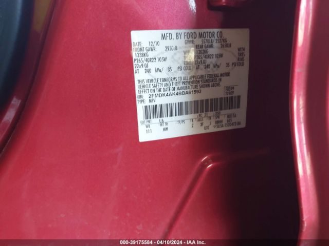 Photo 8 VIN: 2FMDK4AK4BBA61593 - FORD EDGE 