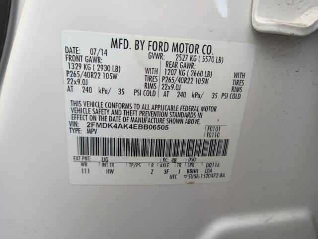 Photo 9 VIN: 2FMDK4AK4EBB06505 - FORD EDGE SPORT 