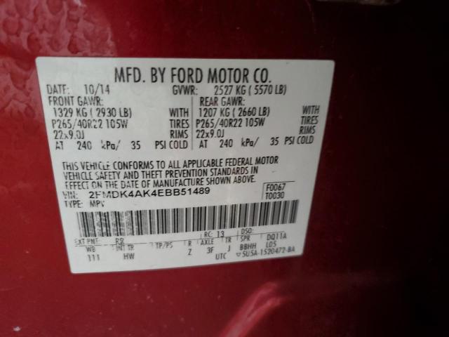 Photo 12 VIN: 2FMDK4AK4EBB51489 - FORD EDGE SPORT 