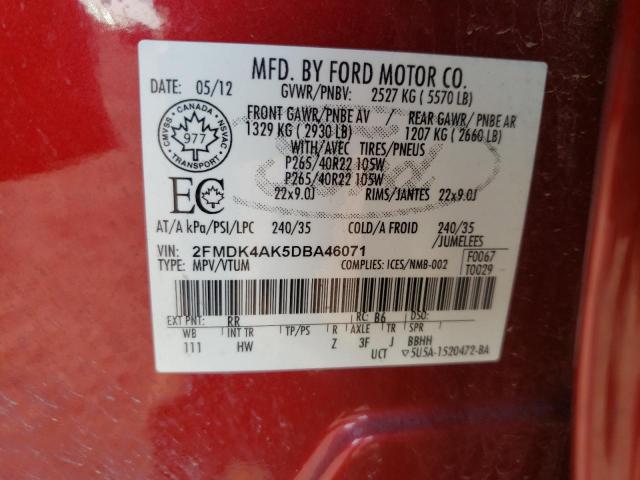 Photo 12 VIN: 2FMDK4AK5DBA46071 - FORD EDGE SPORT 