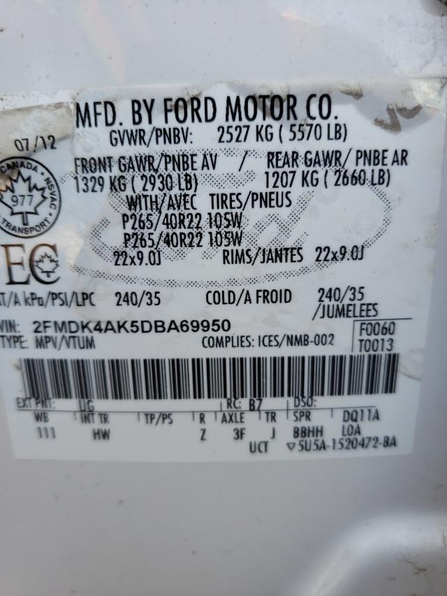 Photo 9 VIN: 2FMDK4AK5DBA69950 - FORD EDGE SPORT 