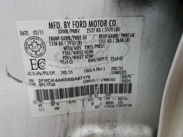 Photo 12 VIN: 2FMDK4AK6BBA87175 - FORD EDGE 