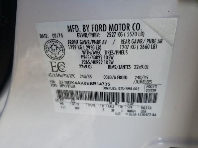 Photo 9 VIN: 2FMDK4AK6EBB14735 - FORD EDGE SPORT 