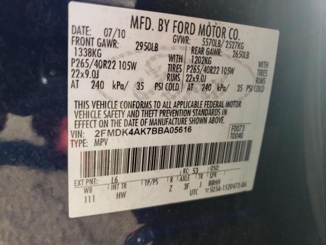 Photo 9 VIN: 2FMDK4AK7BBA05616 - FORD EDGE SPORT 