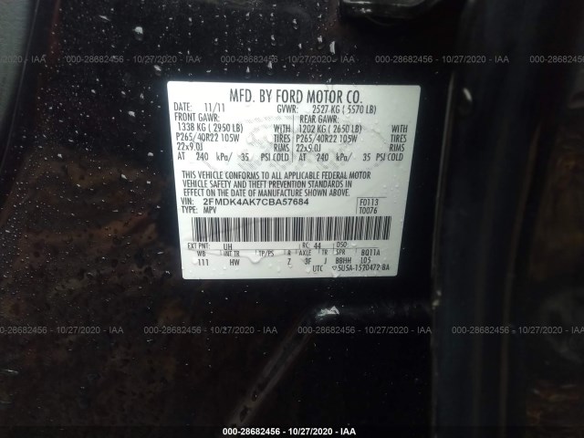 Photo 8 VIN: 2FMDK4AK7CBA57684 - FORD EDGE 