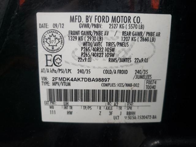 Photo 9 VIN: 2FMDK4AK7DBA98897 - FORD EDGE SPORT 