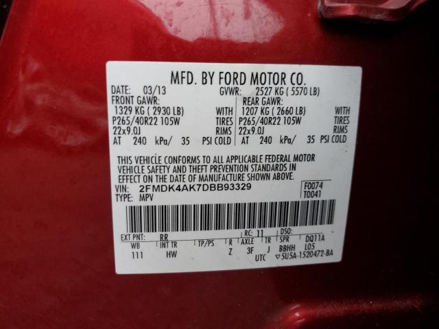 Photo 9 VIN: 2FMDK4AK7DBB93329 - FORD EDGE SPORT 