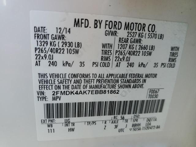 Photo 9 VIN: 2FMDK4AK7EBB81862 - FORD EDGE 