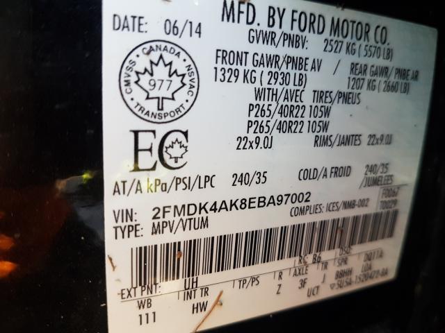 Photo 9 VIN: 2FMDK4AK8EBA97002 - FORD EDGE SPORT 