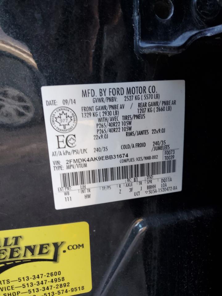 Photo 12 VIN: 2FMDK4AK9EBB31674 - FORD EDGE 