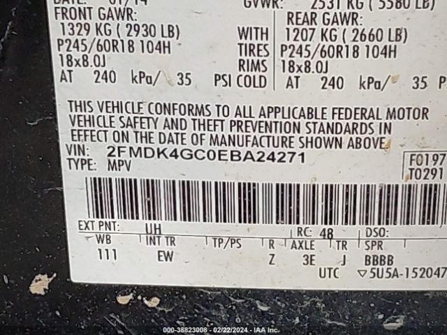 Photo 8 VIN: 2FMDK4GC0EBA24271 - FORD EDGE 