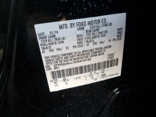 Photo 9 VIN: 2FMDK4GC3EBA34745 - FORD EDGE SE 