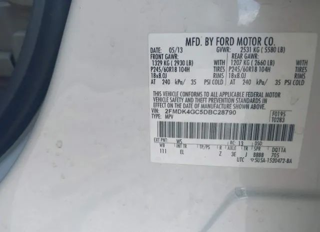 Photo 8 VIN: 2FMDK4GC5DBC28790 - FORD EDGE 