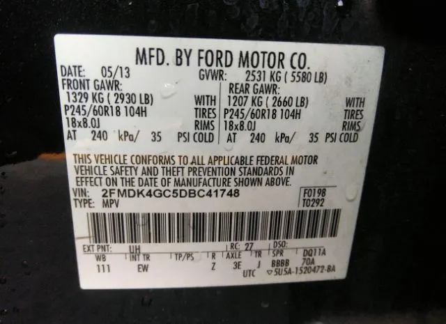 Photo 8 VIN: 2FMDK4GC5DBC41748 - FORD EDGE 