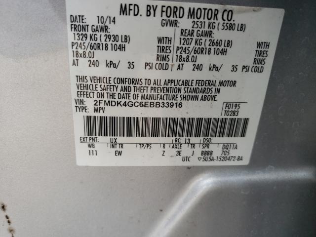 Photo 9 VIN: 2FMDK4GC6EBB33916 - FORD EDGE SE 