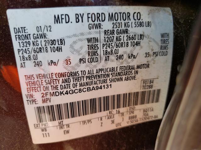 Photo 9 VIN: 2FMDK4GC8CBA94131 - FORD EDGE SE 