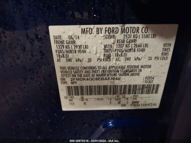 Photo 8 VIN: 2FMDK4GC8EBA83049 - FORD EDGE 