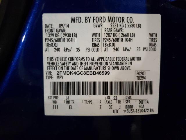 Photo 11 VIN: 2FMDK4GC8EBB46599 - FORD EDGE SE 