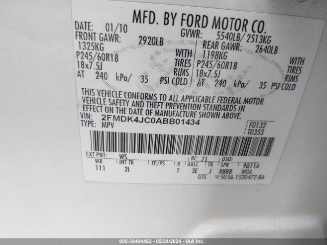 Photo 8 VIN: 2FMDK4JC0ABB01434 - FORD EDGE 