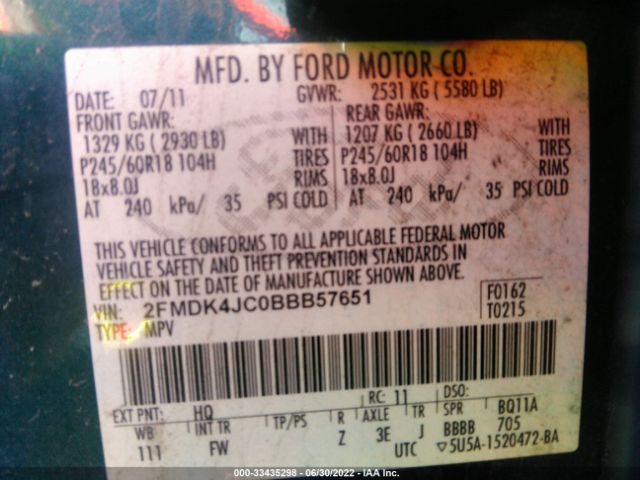 Photo 8 VIN: 2FMDK4JC0BBB57651 - FORD EDGE 