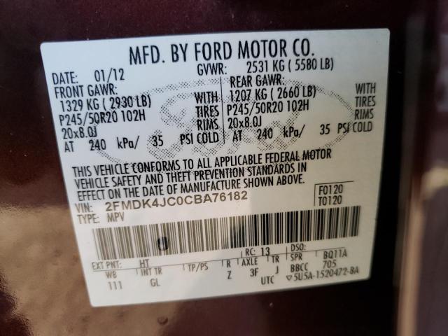 Photo 12 VIN: 2FMDK4JC0CBA76182 - FORD EDGE 