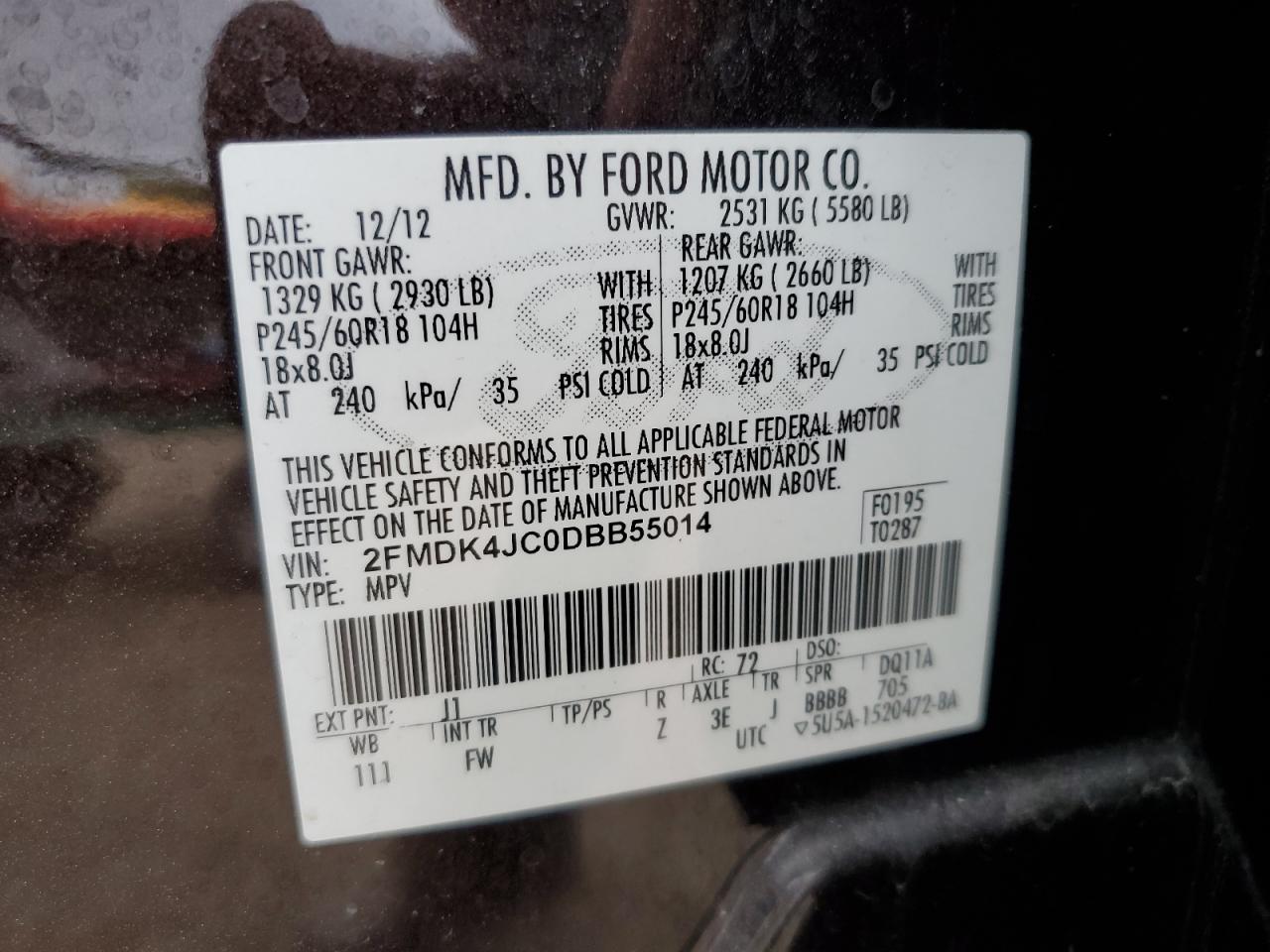 Photo 12 VIN: 2FMDK4JC0DBB55014 - FORD EDGE 