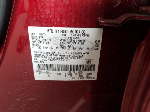 Photo 9 VIN: 2FMDK4JC0DBB83170 - FORD EDGE SEL 