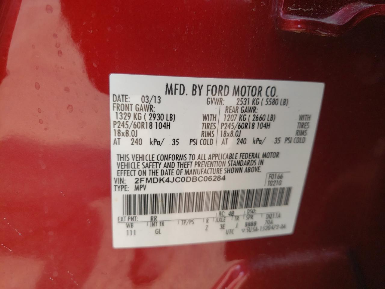 Photo 12 VIN: 2FMDK4JC0DBC06284 - FORD EDGE 