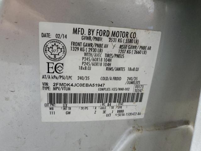 Photo 12 VIN: 2FMDK4JC0EBA51947 - FORD EDGE SEL 