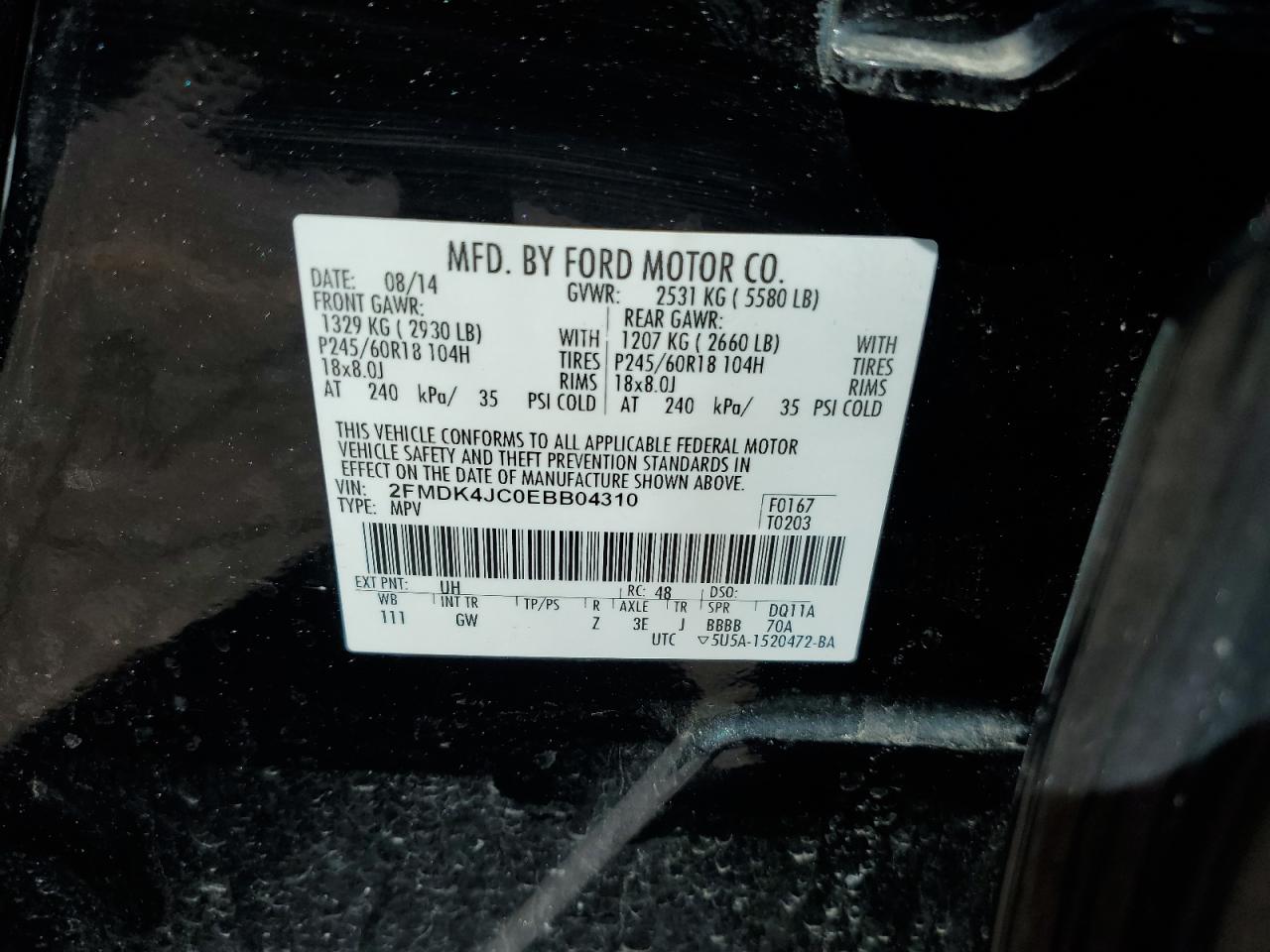 Photo 12 VIN: 2FMDK4JC0EBB04310 - FORD EDGE 