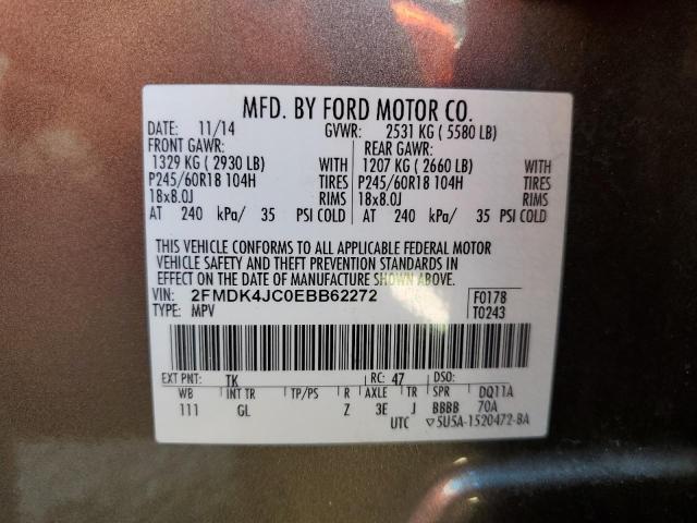 Photo 9 VIN: 2FMDK4JC0EBB62272 - FORD EDGE SEL 