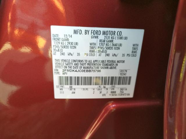 Photo 9 VIN: 2FMDK4JC0EBB75796 - FORD EDGE SEL 