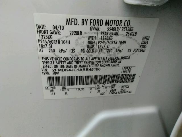 Photo 9 VIN: 2FMDK4JC1ABB45166 - FORD EDGE SEL 