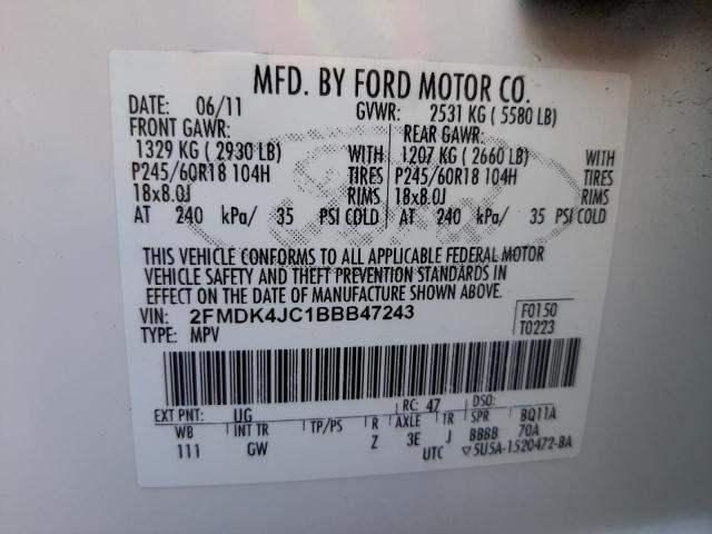 Photo 9 VIN: 2FMDK4JC1BBB47243 - FORD EDGE SEL 