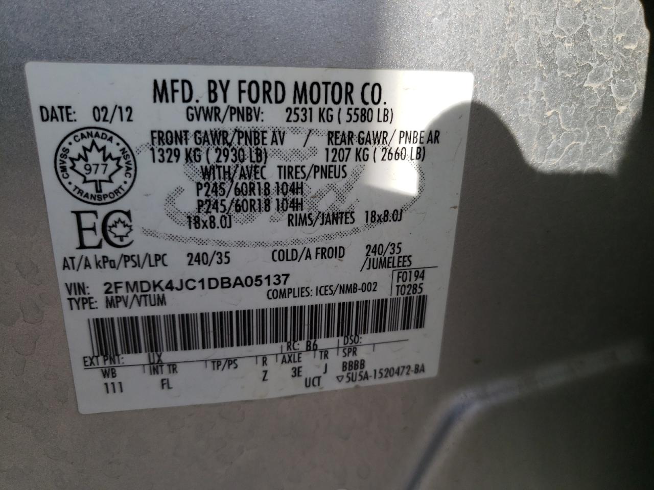 Photo 25 VIN: 2FMDK4JC1DBA05137 - FORD EDGE SEL 